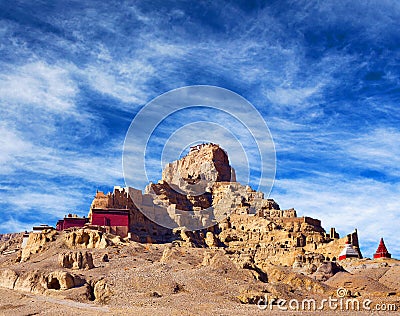 Tsaparang, the ruins of the ancient capital of Guge Kingdom Stock Photo