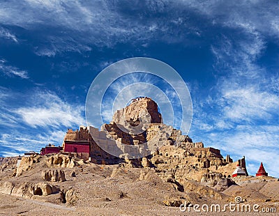 Tsaparang, the ruins of the ancient capital of Guge Kingdom and Stock Photo