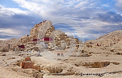 Tsaparang, the ruins of the ancient capital of Guge Kingdom and Stock Photo