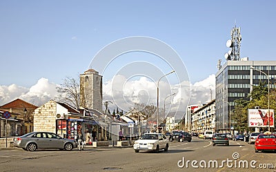 Tsar Nicholas Street in Podgorica. Editorial Stock Photo