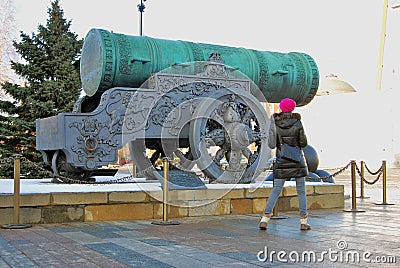 Tsar Pushka (King Cannon) in Moscow Kremlin. Color photo. Editorial Stock Photo