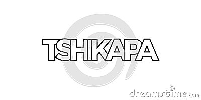 Tshikapa in the Congo emblem. The design features a geometric style, vector illustration with bold typography in a modern font. Vector Illustration
