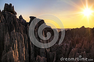 Tsingy sharp sunset Stock Photo