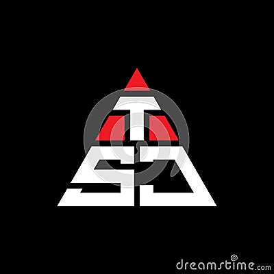 TSJ triangle letter logo design with triangle shape. TSJ triangle logo design monogram. TSJ triangle vector logo template with red Vector Illustration