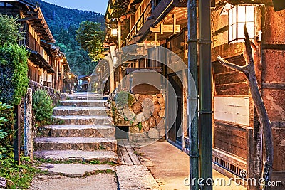 Tsumago, Japan traditional historic post town along the Nakasendo Stock Photo