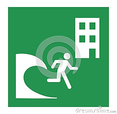 Tsunami Evacuation Building Symbol Vector Illustration