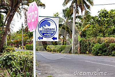 Tsunami Evacuation Route, Rarotonga, Cook Islands, South Pacific Ocean Stock Photo
