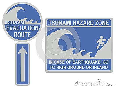 Tsunami evacuation route sign Stock Photo