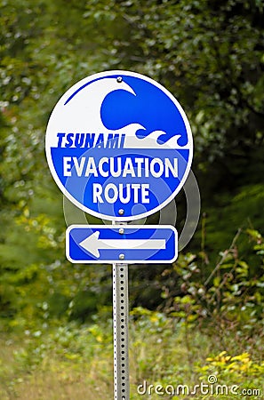 Tsunami Evacuation Route Sign Stock Photo
