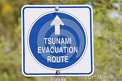 Tsunami evacuation sign Stock Photo