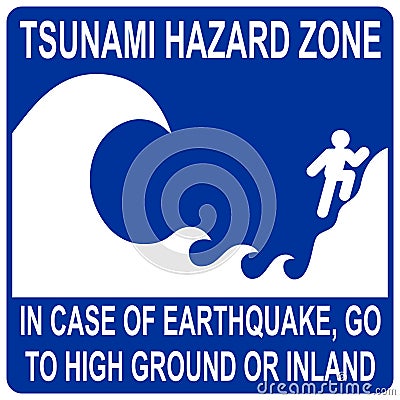 Tsunami hazard zone sign Vector Illustration