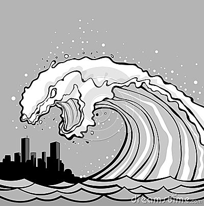 Tsunami monster Vector Illustration