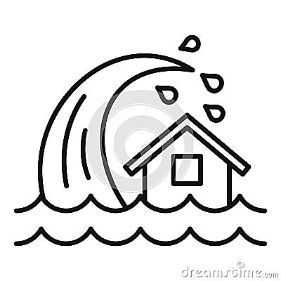 Tsunami wave icon, outline style Vector Illustration