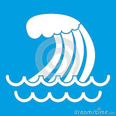 Tsunami wave icon white Vector Illustration