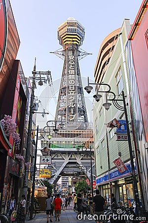 Tsutenkaku Tower at Osaka, Japan Editorial Stock Photo