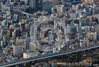 Tsutenkaku in the City Stock Photo