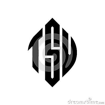 TSV circle letter logo design with circle and ellipse shape. TSV ellipse letters with typographic style. The three initials form a Vector Illustration