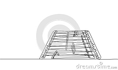 Tsymbaly, dulcimer one line art. Continuous line drawing of music, stringed and percussion instrument, culture Cartoon Illustration