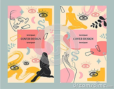 Trendy covers set. Cool abstract design. For notebooks, planners, brochures, books, catalogs etc. Vector illustration. Vector Illustration