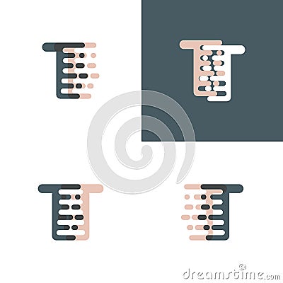 TT letters logo with accent speed pink and gray Vector Illustration