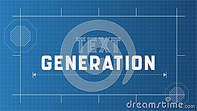 Text Generator Banner Background. Blueprint Style Typography for AI technology Vector Illustration