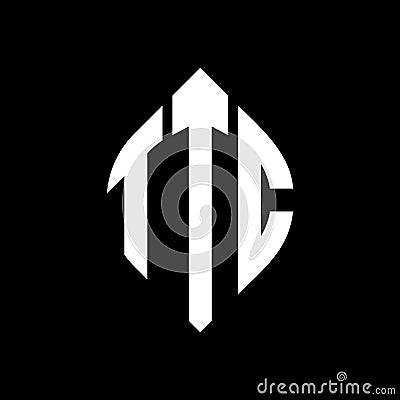 TTC circle letter logo design with circle and ellipse shape. TTC ellipse letters with typographic style. The three initials form a Vector Illustration