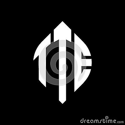 TTE circle letter logo design with circle and ellipse shape. TTE ellipse letters with typographic style. The three initials form a Vector Illustration