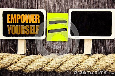 Ttext showing Empower Yourself. Business concept for Positive Motivation Advice For Personal Development written on Blackboard Equ Stock Photo