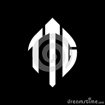 TTG circle letter logo design with circle and ellipse shape. TTG ellipse letters with typographic style. The three initials form a Vector Illustration