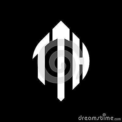 TTH circle letter logo design with circle and ellipse shape. TTH ellipse letters with typographic style. The three initials form a Vector Illustration