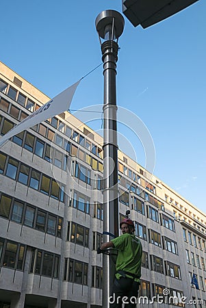 TTIP GAME OVER activist in action during a public demonstration Editorial Stock Photo
