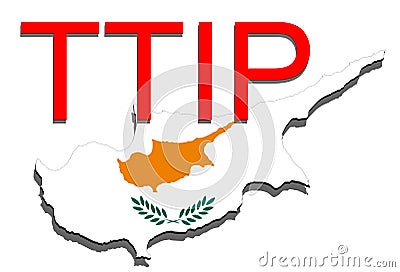 TTIP - Transatlantic Trade and Investment Partnership on Cyprus map Stock Photo