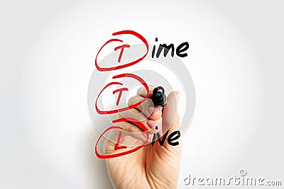 TTL - Time to Live is a mechanism which limits the lifespan or lifetime of data in a computer or network, acronym text concept Stock Photo