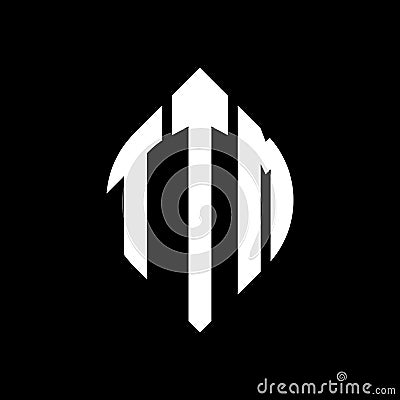 TTM circle letter logo design with circle and ellipse shape. TTM ellipse letters with typographic style. The three initials form a Vector Illustration