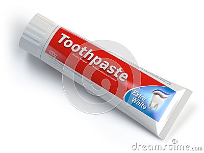 Ttoothpaste containers on white isolated background. Cartoon Illustration