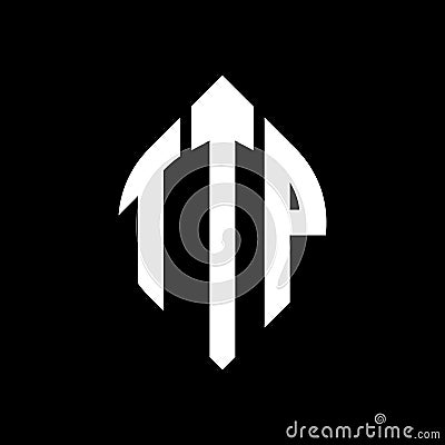 TTP circle letter logo design with circle and ellipse shape. TTP ellipse letters with typographic style. The three initials form a Vector Illustration