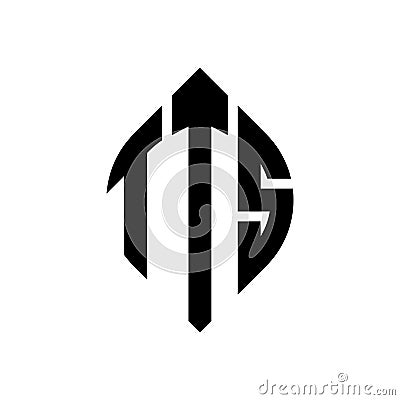 TTS circle letter logo design with circle and ellipse shape. TTS ellipse letters with typographic style. The three initials form a Vector Illustration