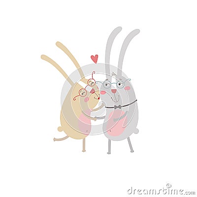 Two cute hares in love. Vector illustration Vector Illustration