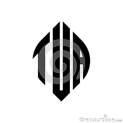 TUA circle letter logo design with circle and ellipse shape. TUA ellipse letters with typographic style. The three initials form a Vector Illustration