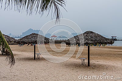 A beach on the Tuan Chau Island of Halong Bay, Vietnam Stock Photo