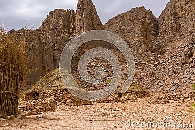 Tuareg village. Tassili N`Ajjer National Park, Algeria, Stock Photo