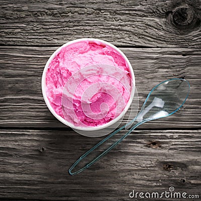 Tub of delicious refreshing pink ice cream Stock Photo