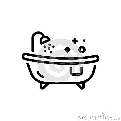 Black line icon for Tub, baths and bathtub Stock Photo