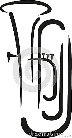 Tuba caligraphy style Vector Illustration