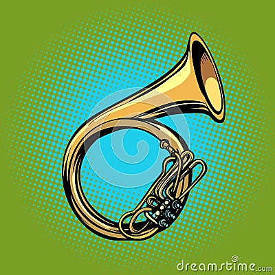 Tuba French horn helicon musical instrument Vector Illustration