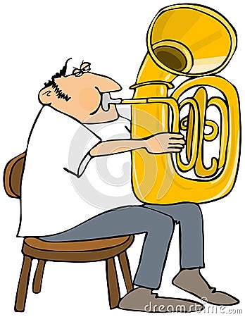 Tuba player Cartoon Illustration