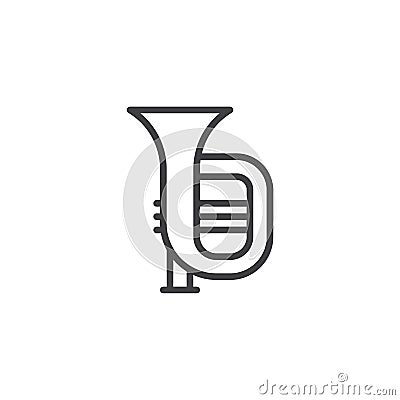 Tuba wind instrument line icon Vector Illustration