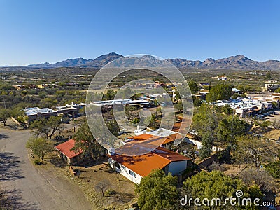 Tubac historic town center aerial view, Arizona, USA Stock Photo