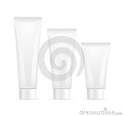 Tube For Cream Mock Up Set. Vector Vector Illustration