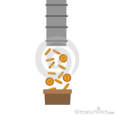 Tube dropping coin in box Vector Illustration